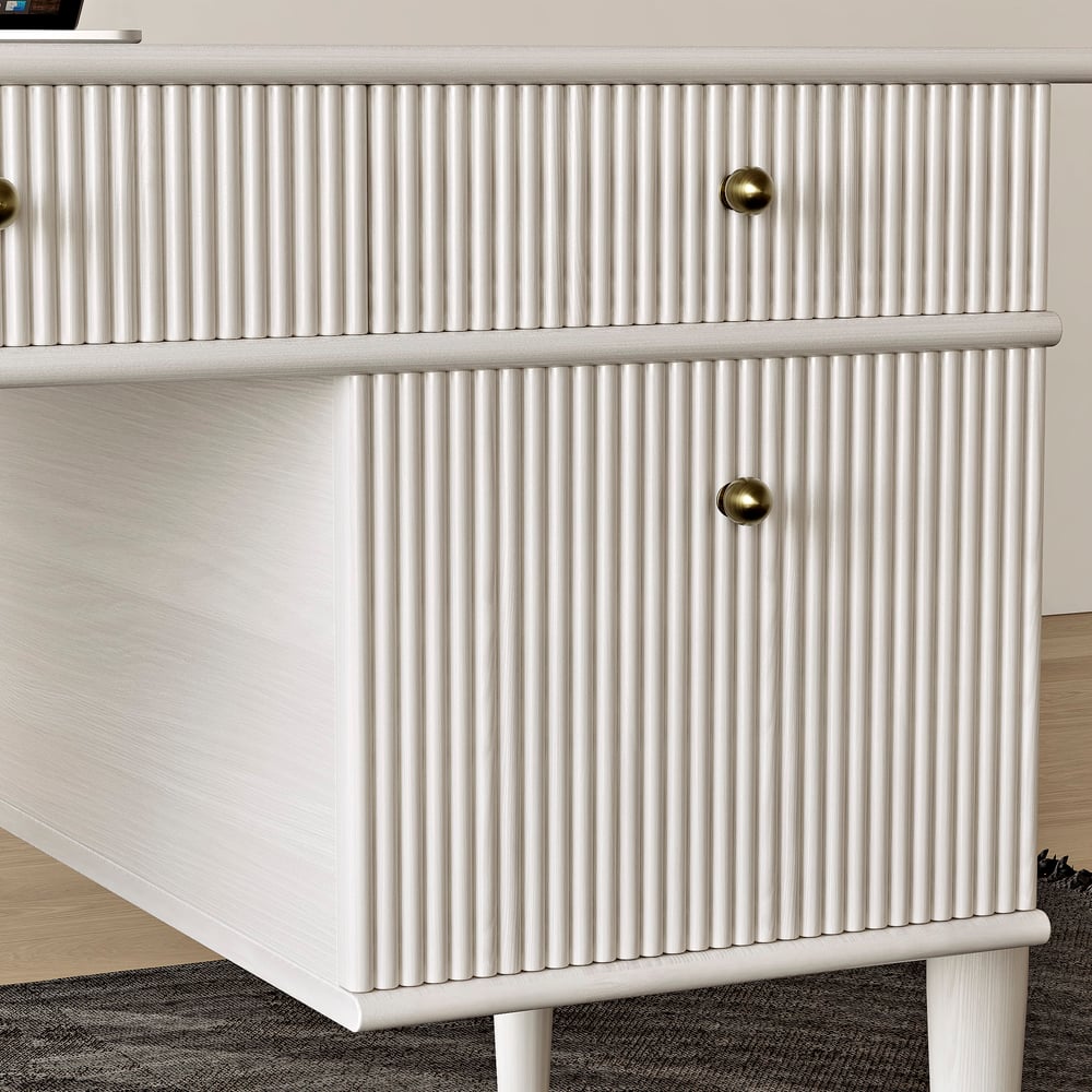 1625mm Modern Style Whitewash Home Office Desk with 6 Drawers window image