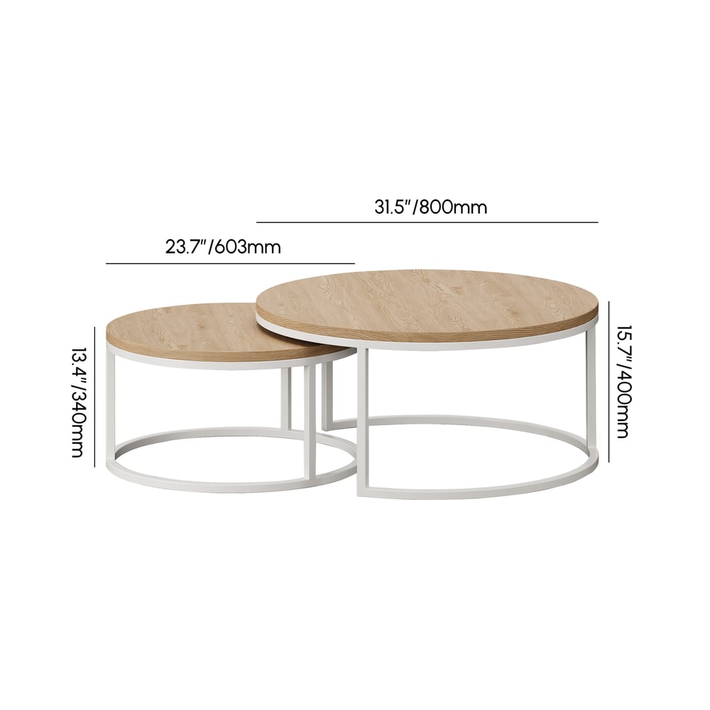 Ensemble de table basse ronde naturelle emboîtable Fero (600 mm-800 mm) Poids, dimensions, image