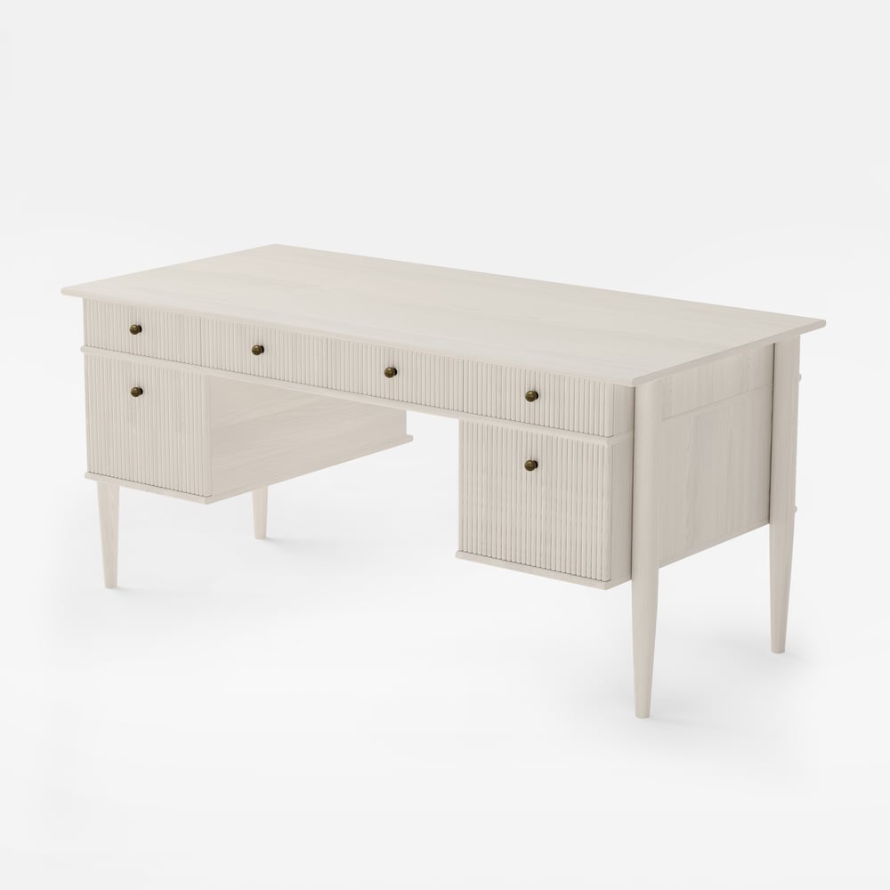 1625mm Modern Style Whitewash Home Office Desk with 6 Drawers window image