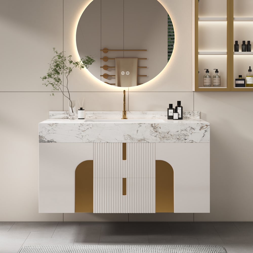 Artus 915mm Modern Sintered Stone Bathroom Vanity Ceramic Single Sink Wall Mounted window image