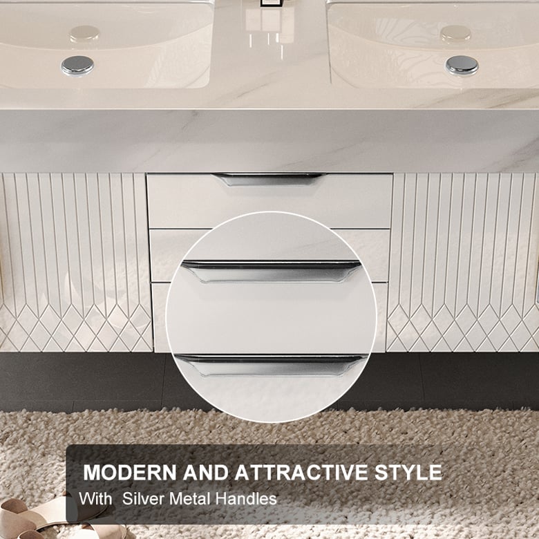 Aro Series Bathroom Vanity Set 59" Modern Floating Bathroom Vanity White with Sink window image