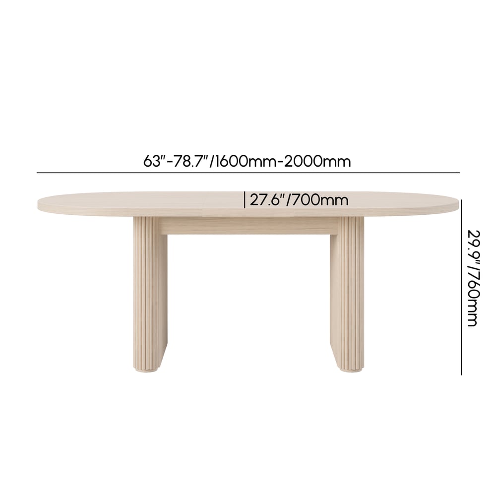 Japandi owalny rozkładany stół jadalny w wybielaczu (1600-2000 mm), dla 4-6 osób obraz wagi wymiary
