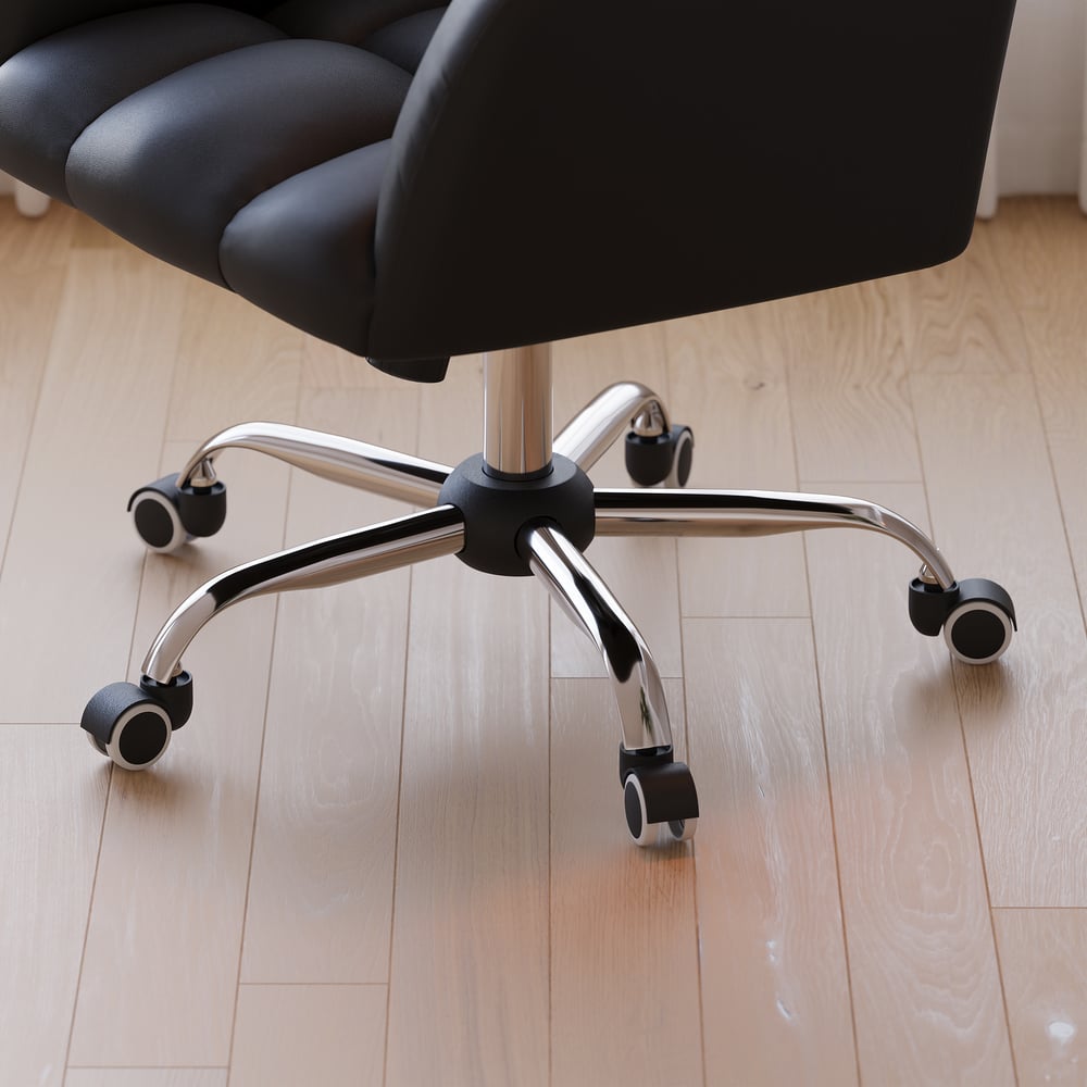 Modern Black Faux Leather Office Chair - Swivel & Height Adjustable Task Chair window image