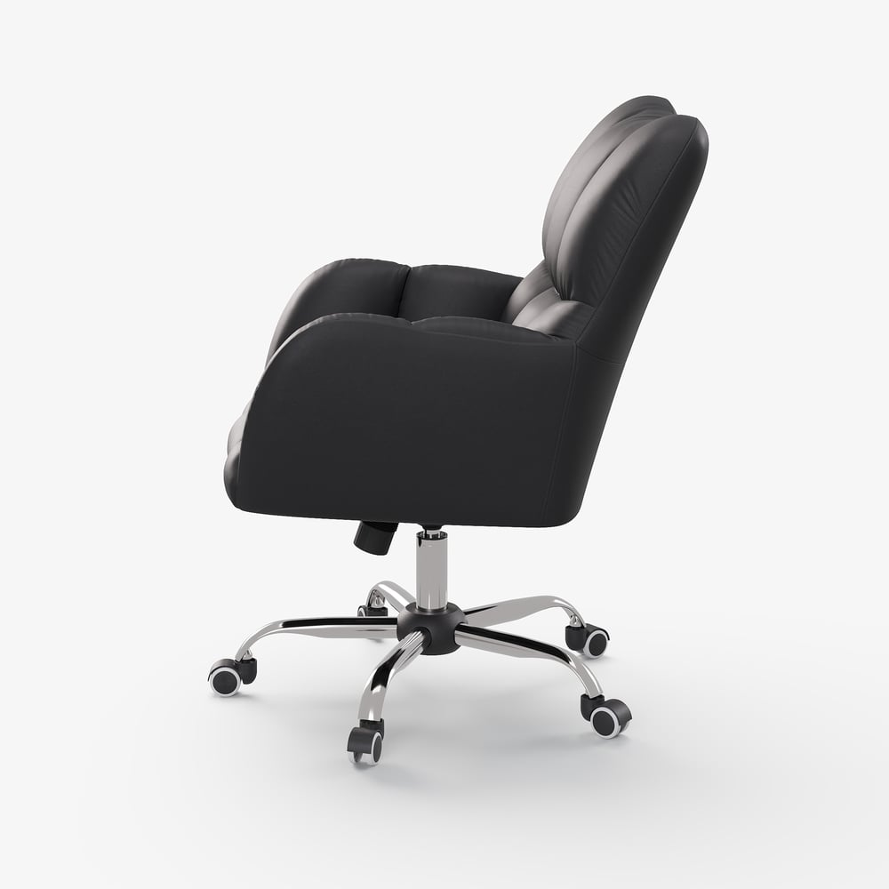 Modern Black Faux Leather Office Chair - Swivel & Height Adjustable Task Chair window image