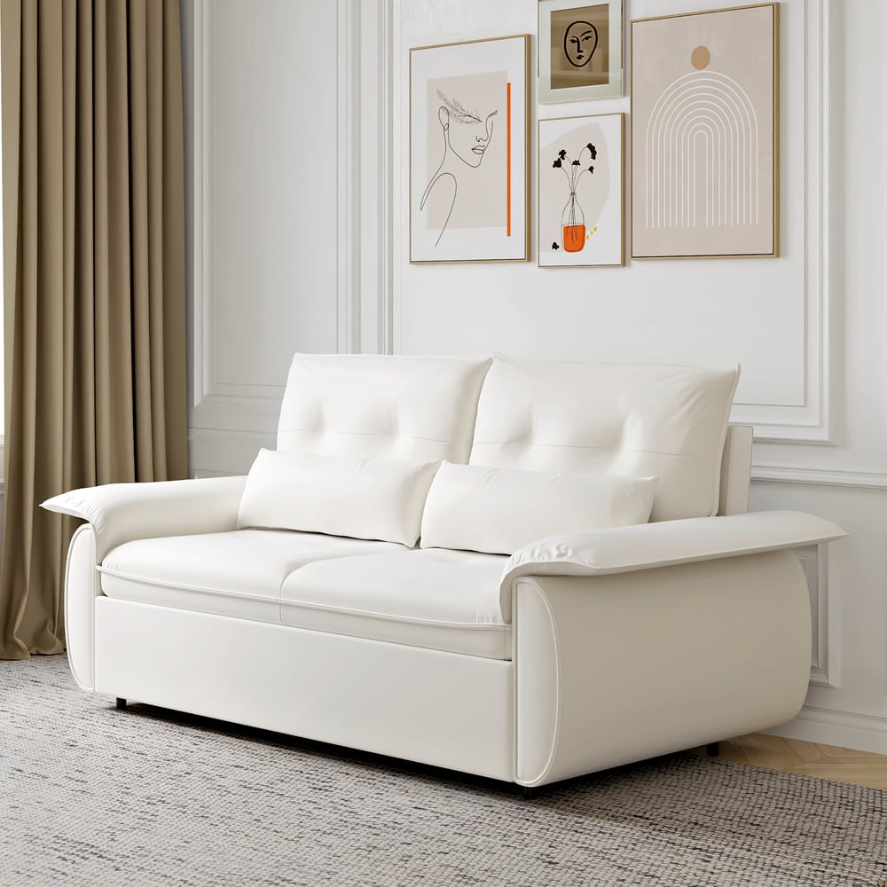 73" Performance Leather Sofa Bed window image
