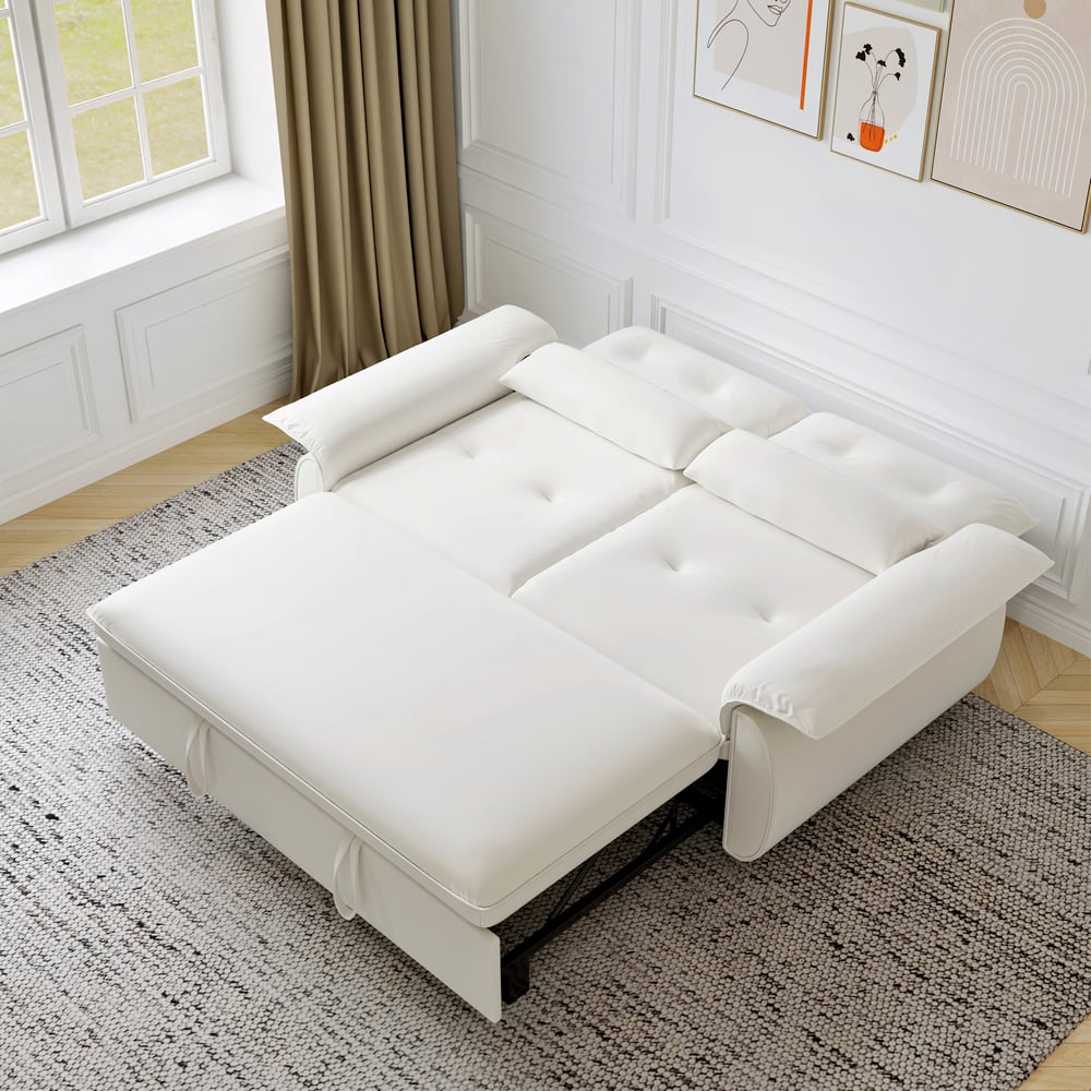 73" Performance Leather Sofa Bed window image