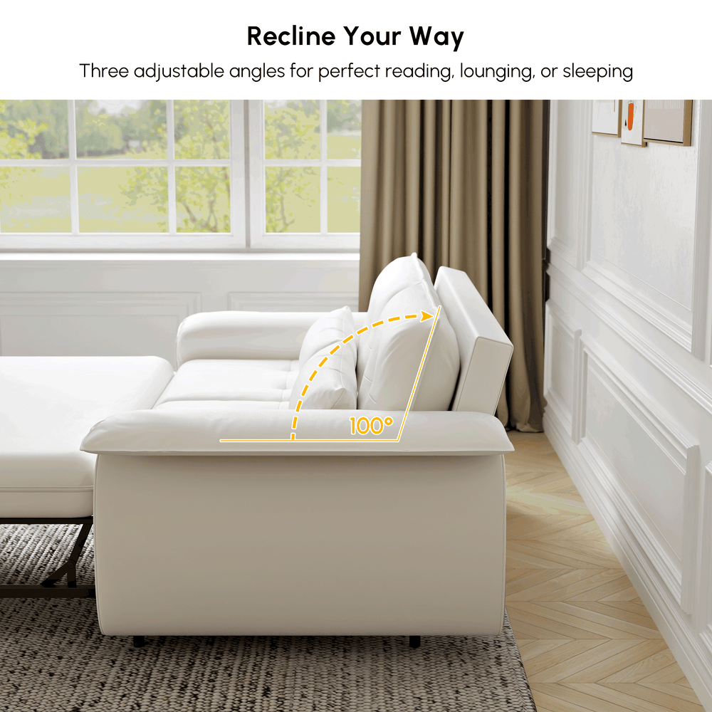 73" Performance Leather Sofa Bed window image