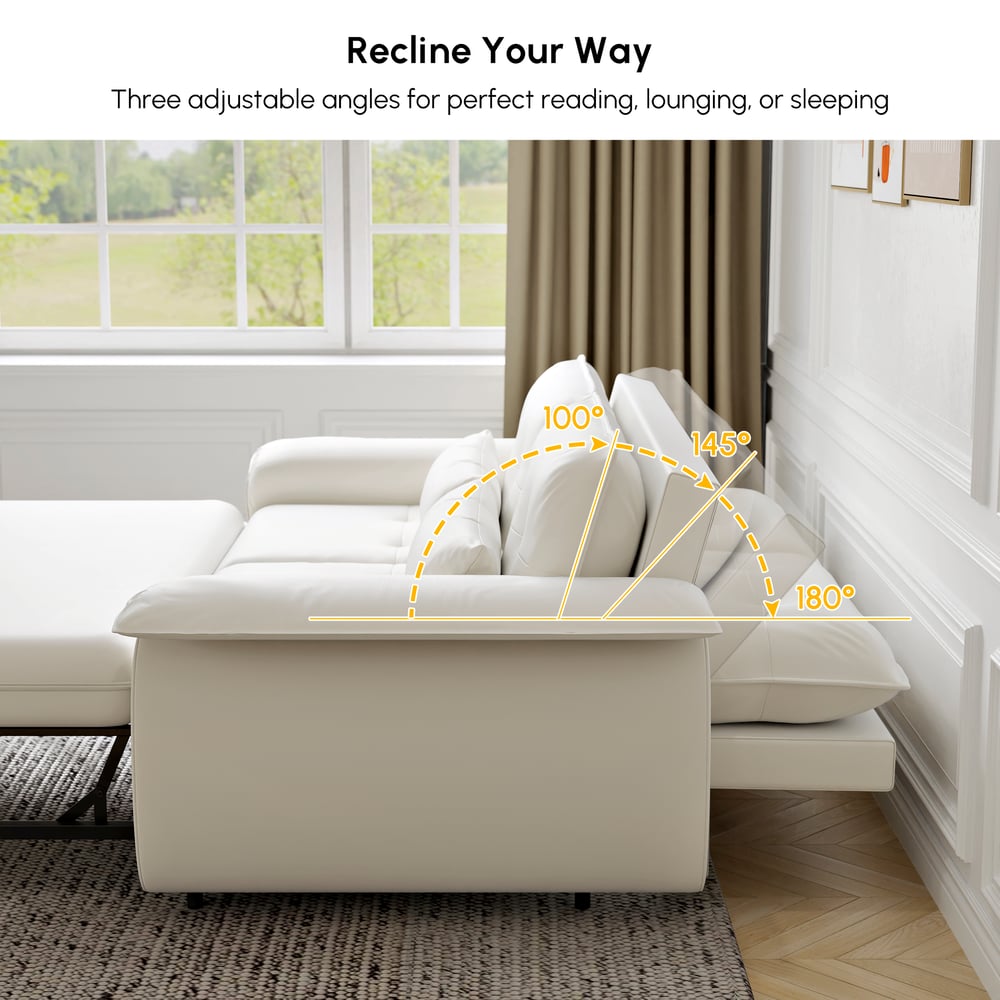 73" Performance Leather Sofa Bed window image