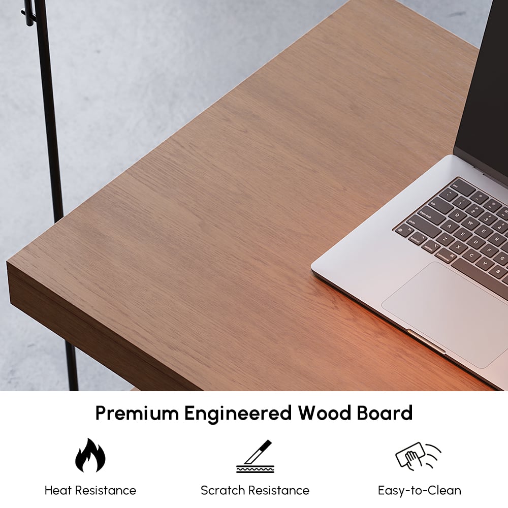 64.2" Modern Walnut Writing Desk with 1 Drawer & 4 Open Shelves window image