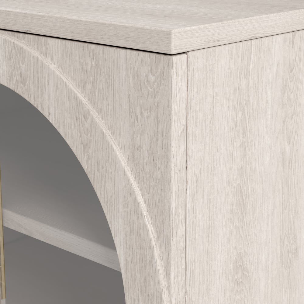 Arune 72" Arched Glass Doors TV Stand with Storage and LED window image