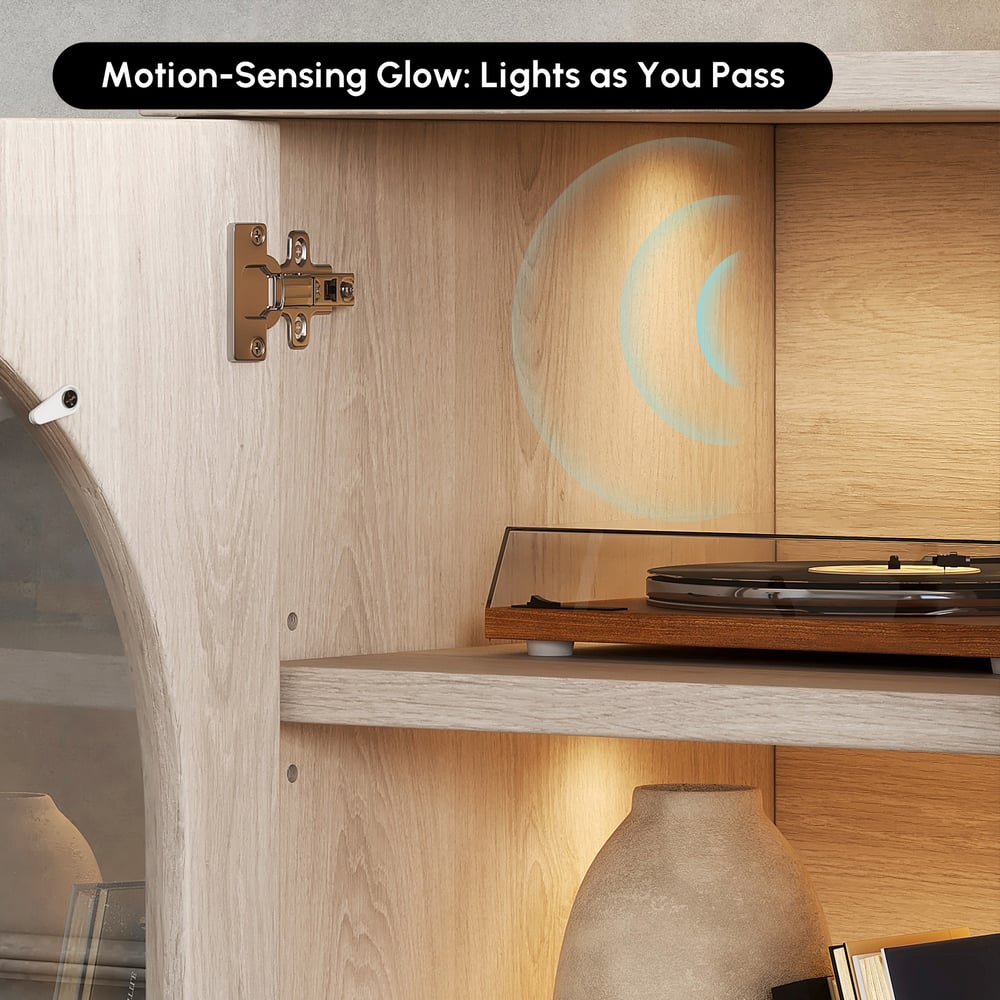 Arune 183cm Arched Glass Doors TV Unit with Storage and LED window image