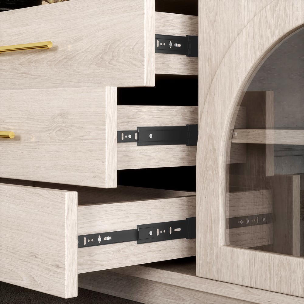 Arune 183cm Arched Glass Doors TV Unit with Storage and LED window image