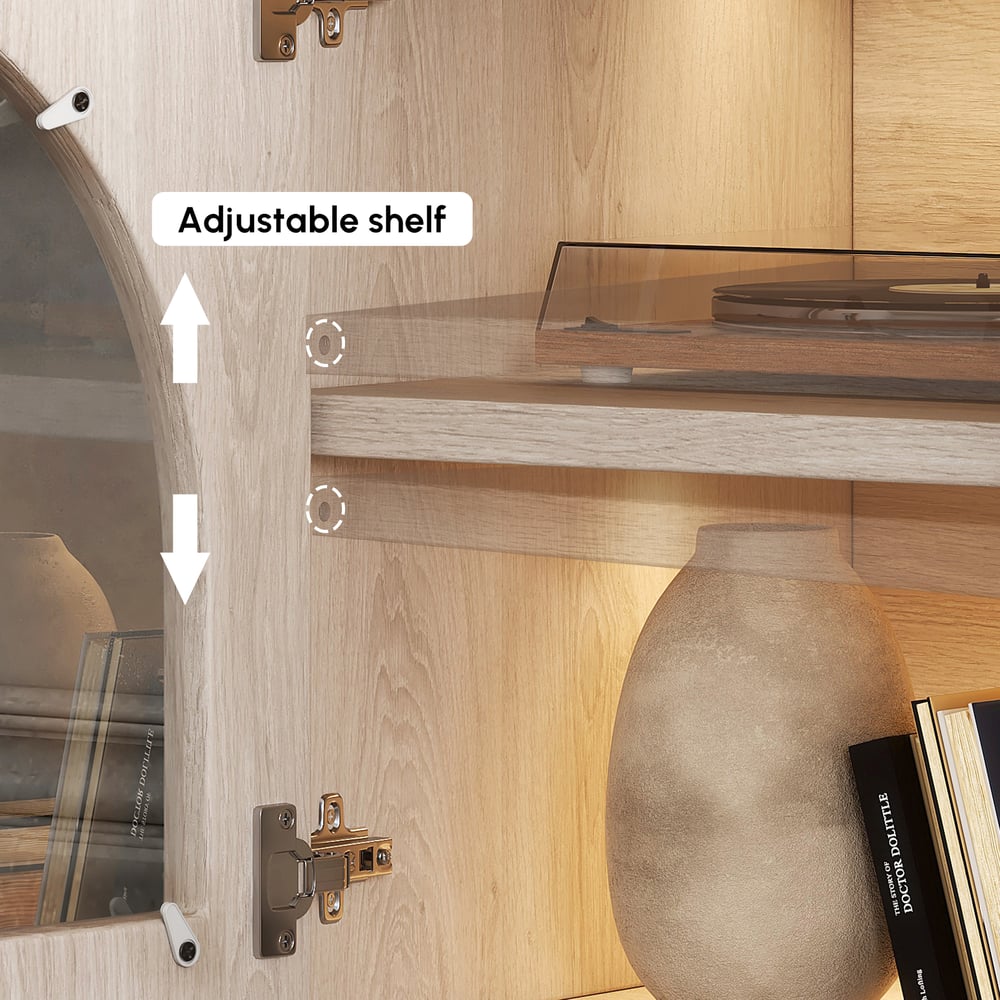 Arune 1830mm Arched Glass Doors TV Stand with Storage and LED window image