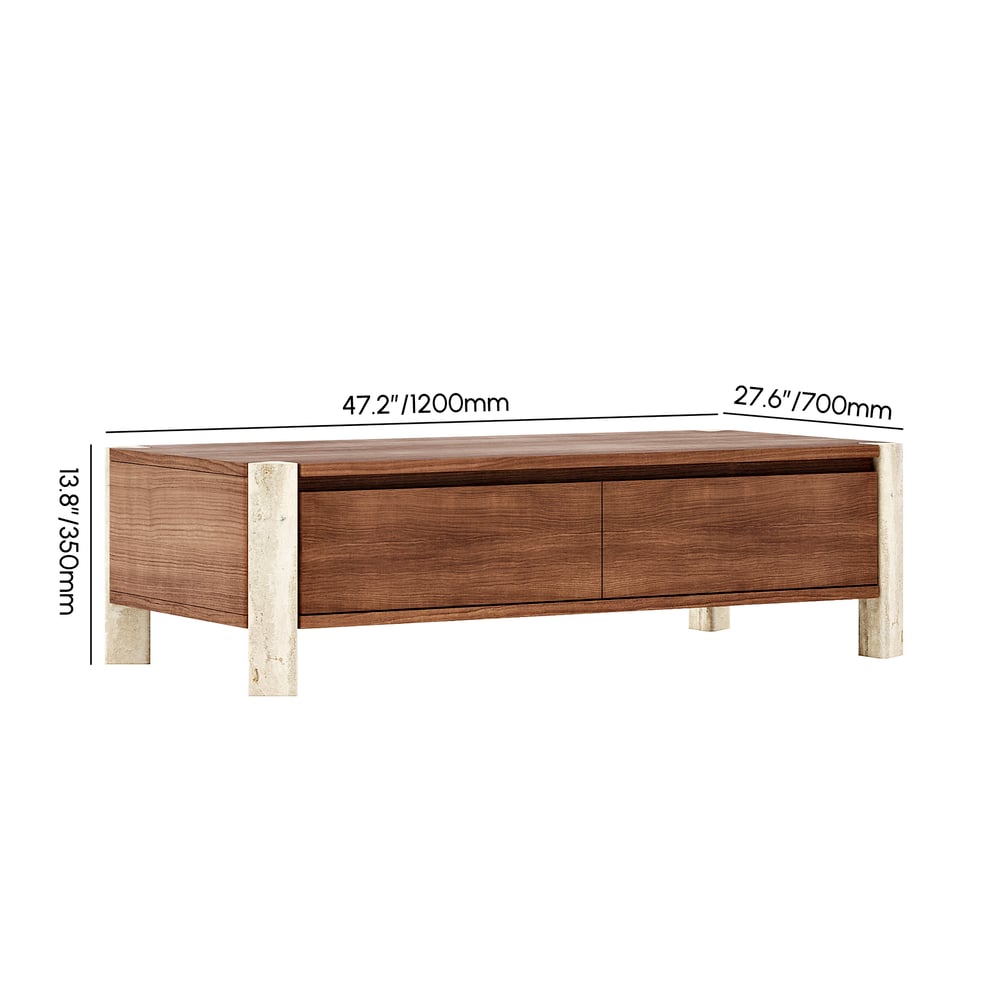47"  Acacia Coffee Table with Storage weights dimensions image