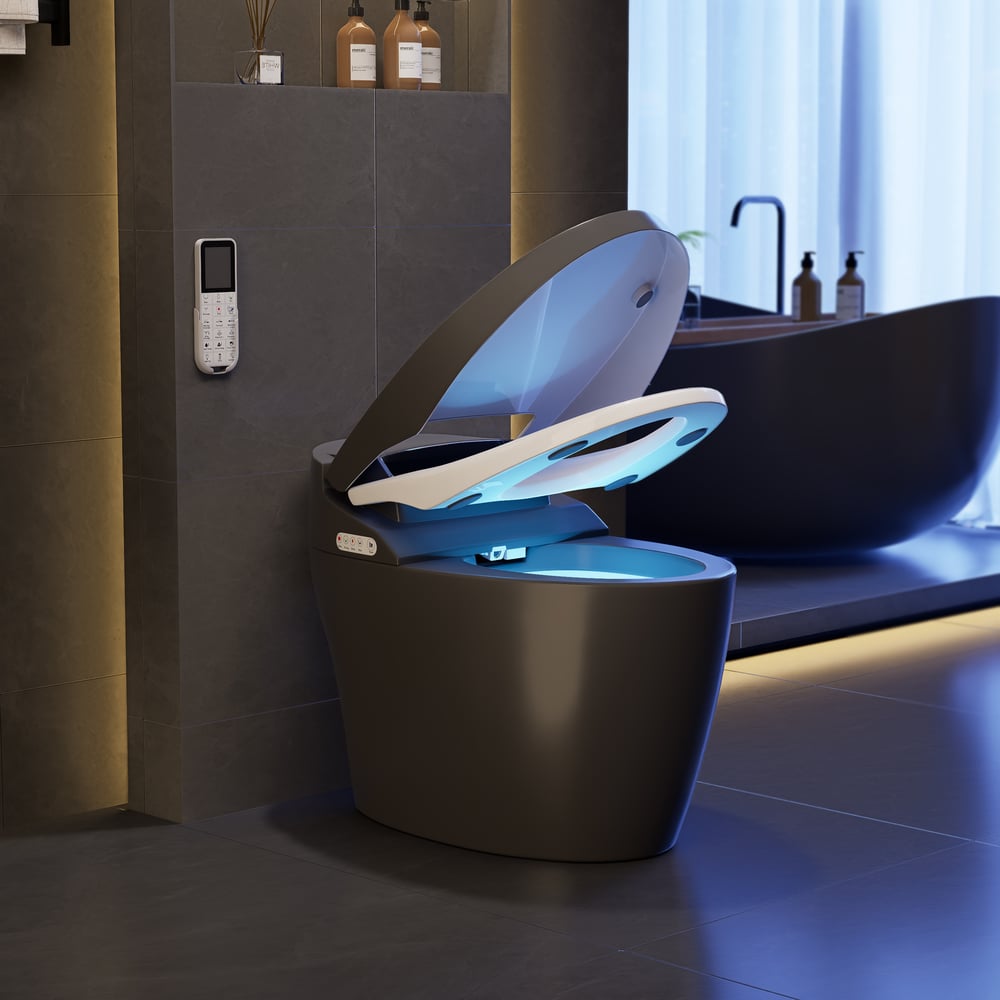 Hynova AX1 Automatic Smart Bidet Toilet, Auto Open/Close Lid Black 1.28 GPF, cUPC & ETL window image