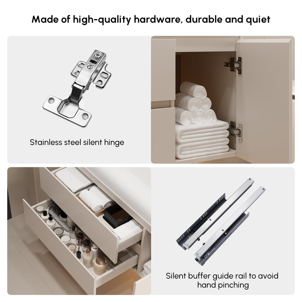 1000mm Wall Hung Soft-Touch Bathroom Vanity with Ample Storages and Adjustable Light window image