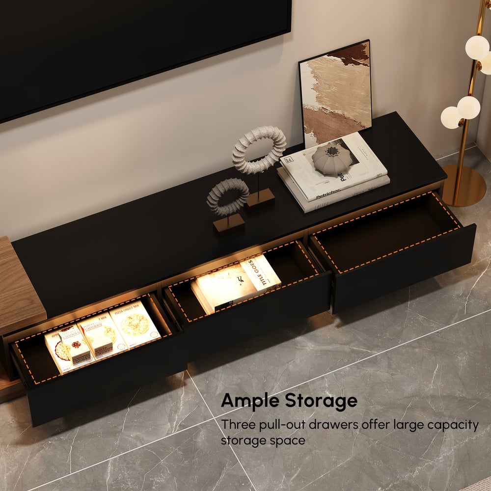 Quoint Extendable TV Stand with 3 Drawers Adjustable Lighting (1790mm-2550mm) window image