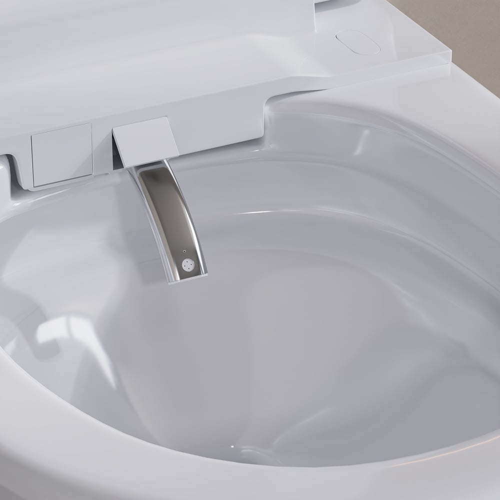 Inteligentna ścienna toaleta prysznicowa z pełną funkcją i wydajnością oszczędzania wody obraz okna