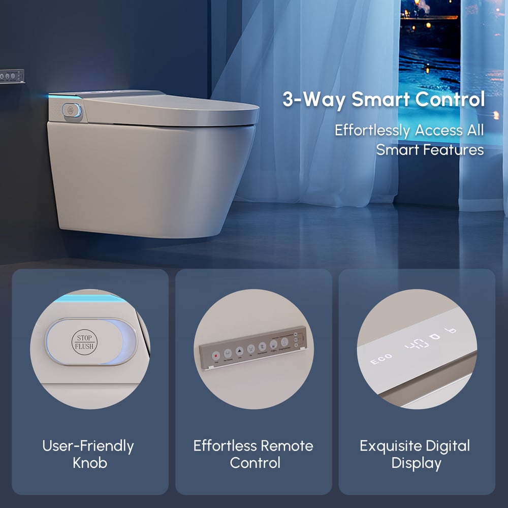 Airloo S5 Automatic Wall-Mounted Smart Bidet Toilet with Built-in Tank 1.28 GPF window image