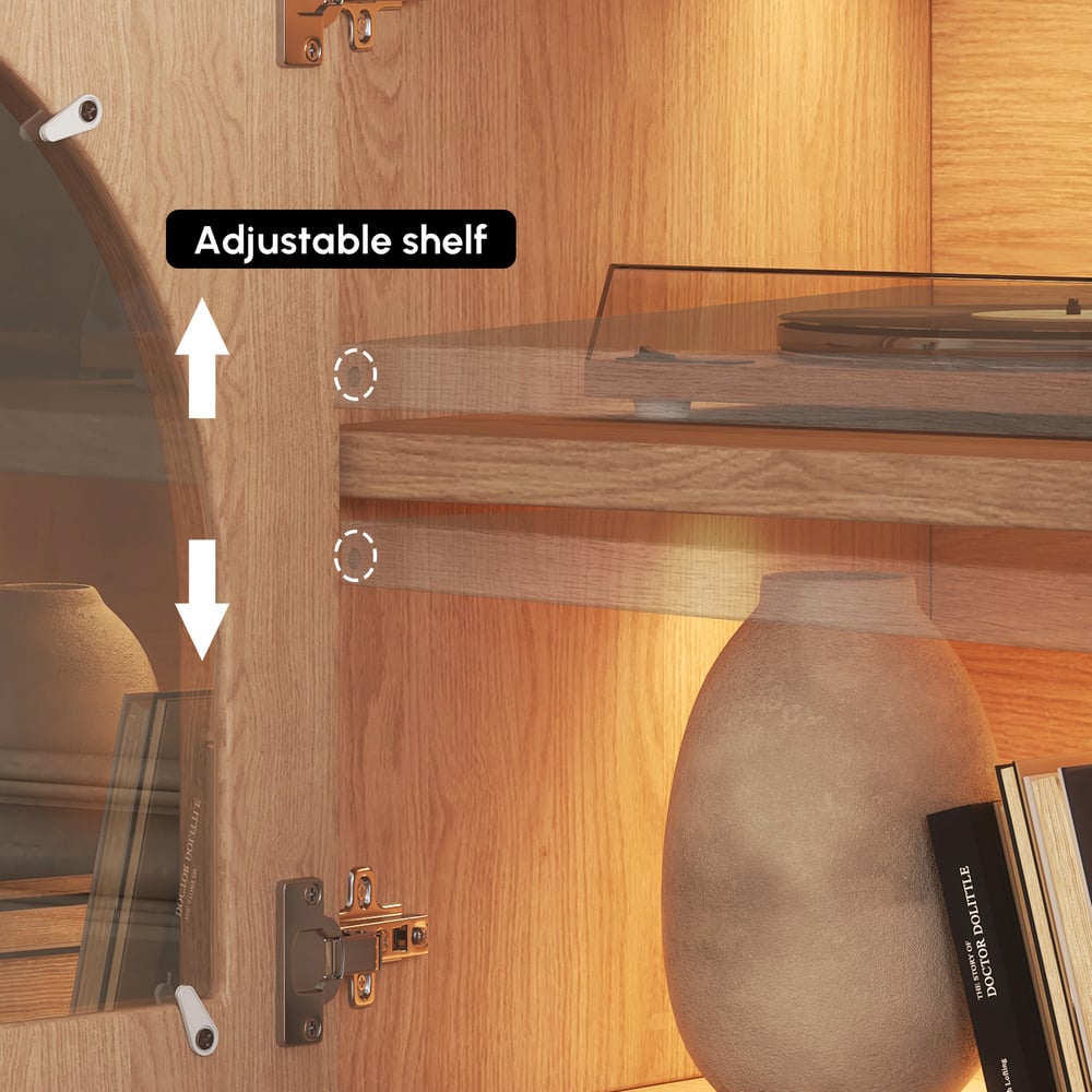 Arune 1830mm Arched Glass Doors TV Stand with Storage and LED window image