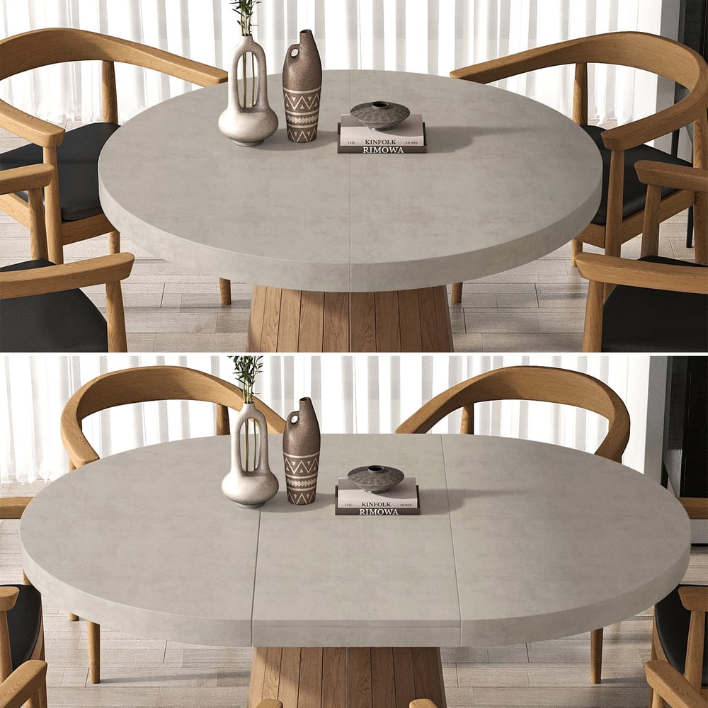 Dining Set 39"-55" Japandi Extendable Dining Table Gray with 4 Chairs window image