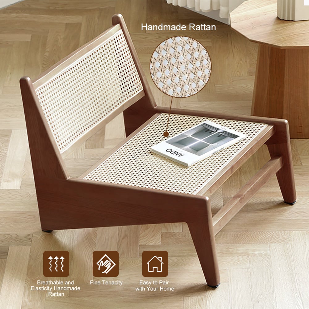 Walnut Rattan Ash Wood Lounge Accent Chair window image