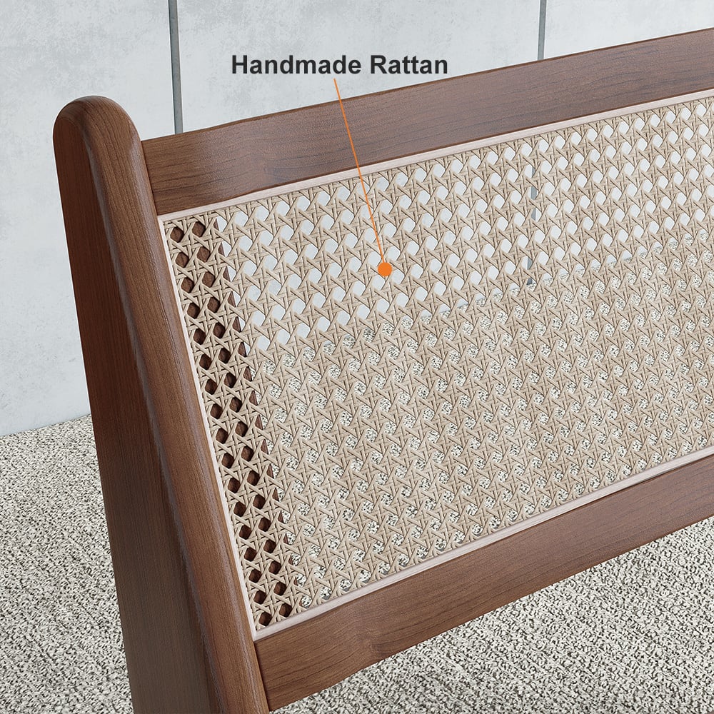 Walnut Rattan Ash Wood Lounge Accent Chair window image