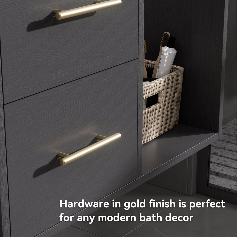Bathroom Vanity Set 35.4" Modern Floating Sintered Stone Bathroom Vanity Black with Sink window image