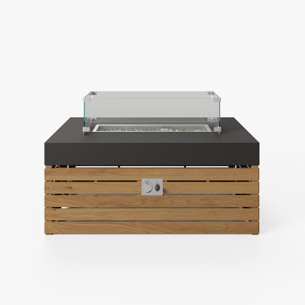 Axis 39" Smokeless Fire Table with Premium Teak Base window image