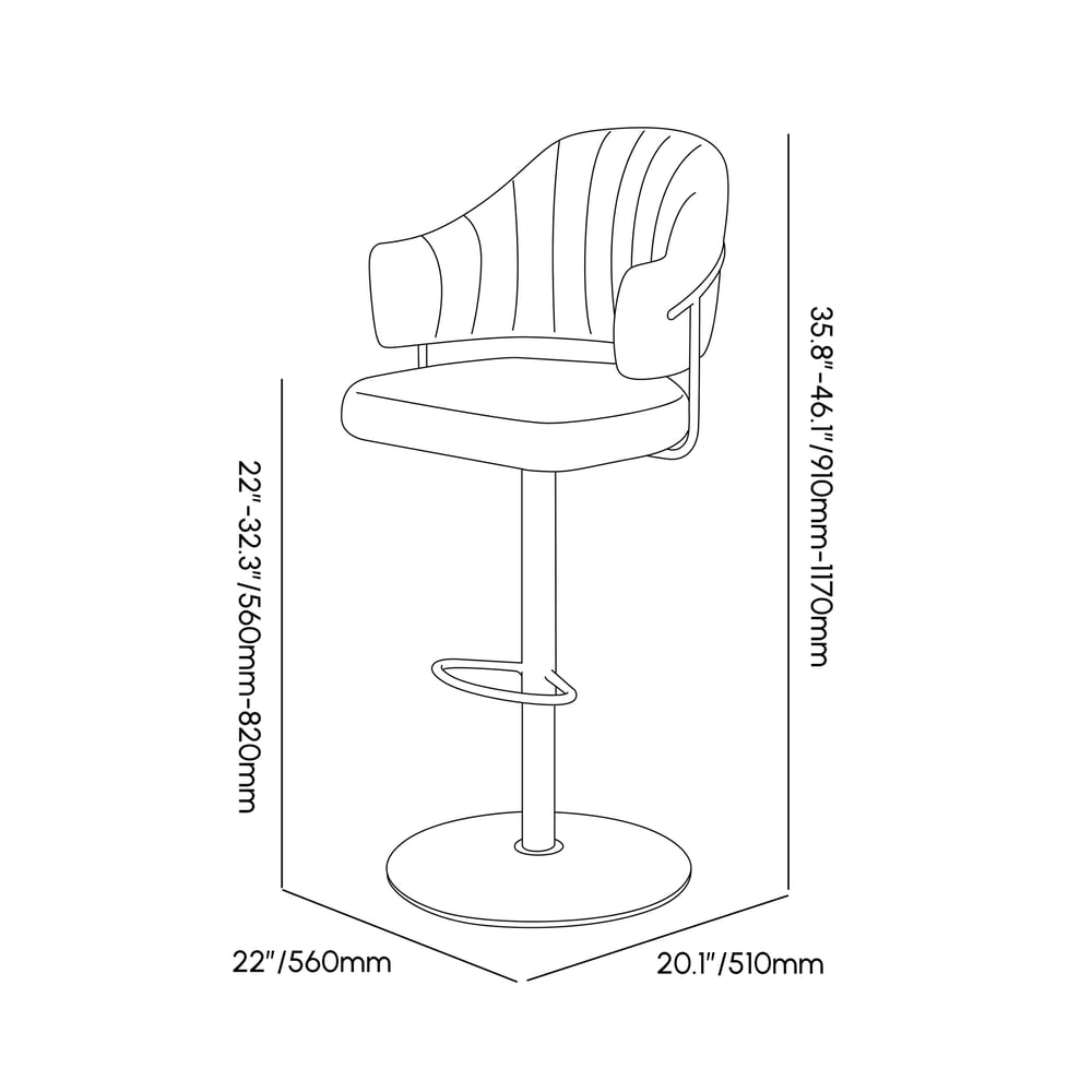 Modern Boucle Adjustable Counter Stool with Swivel Base weights dimensions image