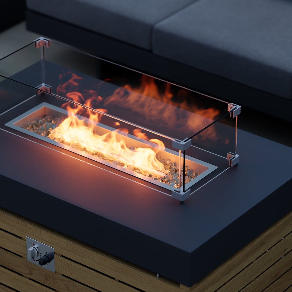 Axis 39" Smokeless Fire Table with Premium Teak Base window image