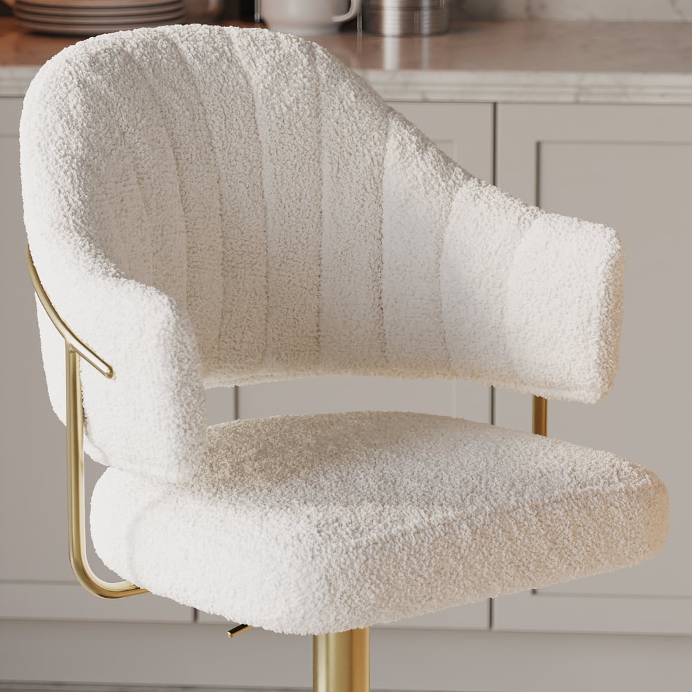 Modern Boucle Adjustable Counter Stool with Swivel Base window image