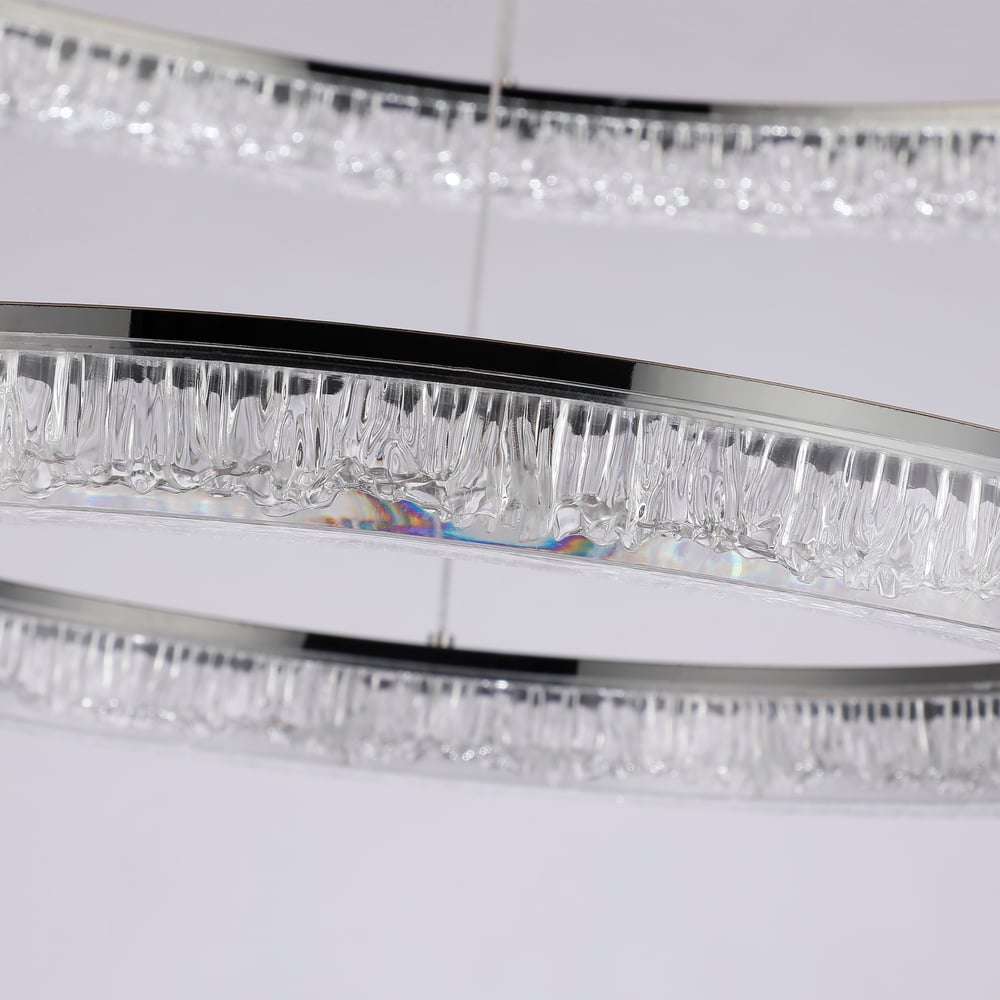 Modern Double Ring LED Chandelier – 31.5", Adjustable Suspension, 3-Color Dimmable window image