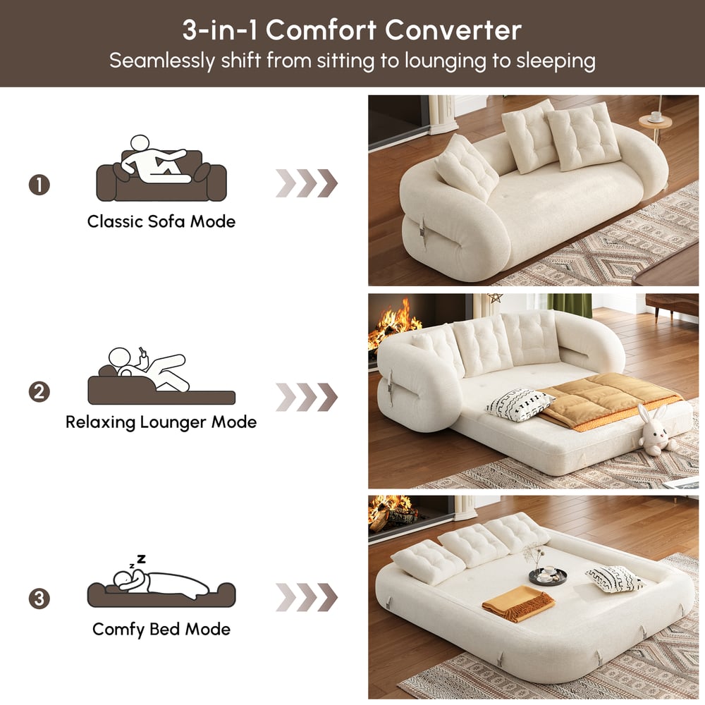 82" Chenille Velvet Futon Sofa Bed 3-Seater window image