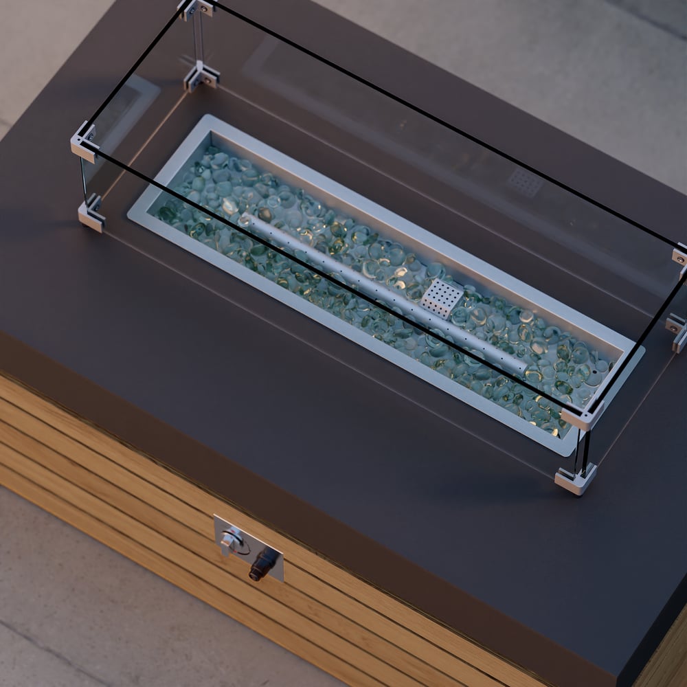 Axis 39" Smokeless Fire Table with Premium Teak Base window image