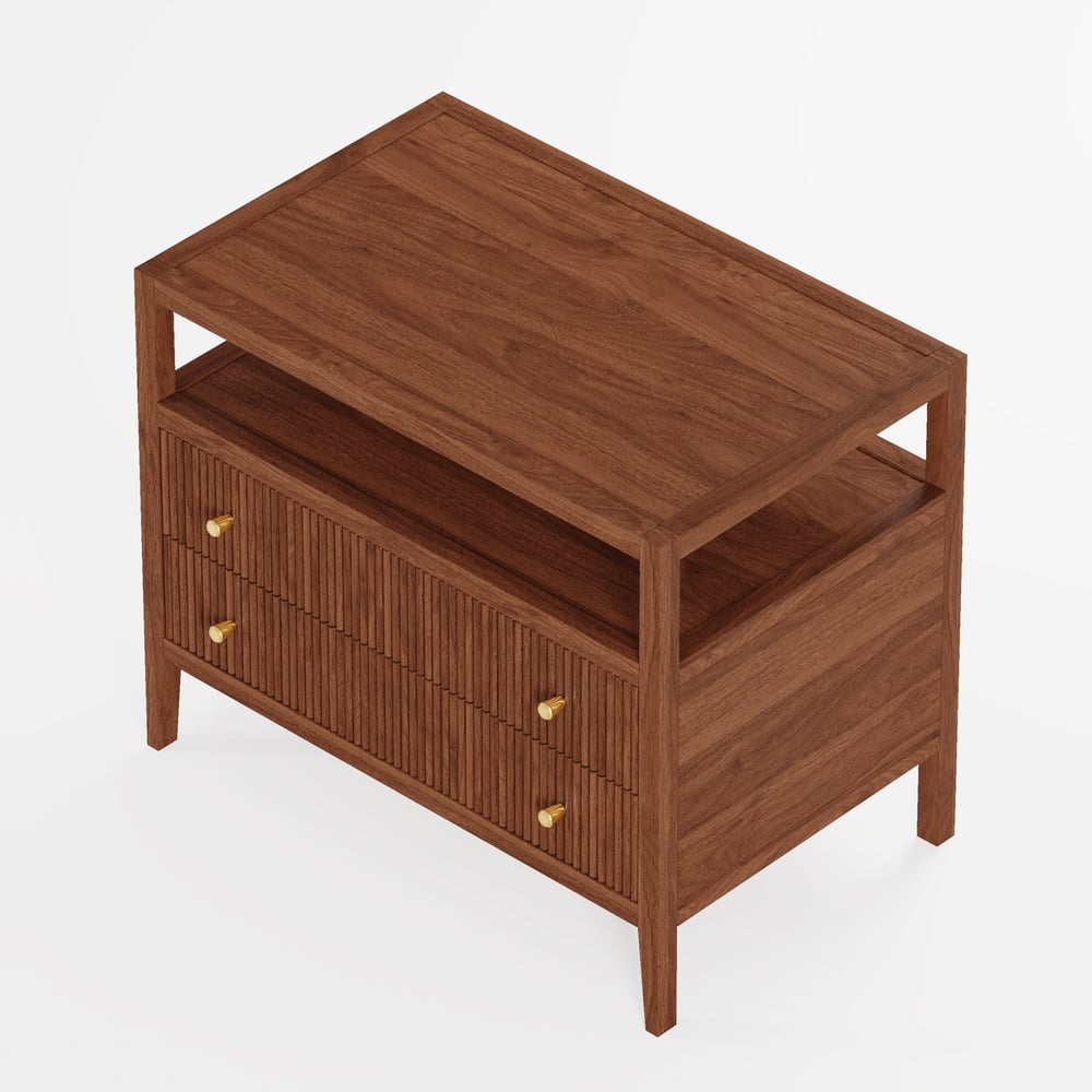 Stria 30" Fluted 2-Drawer Wide Smart Wood Nightstand window image