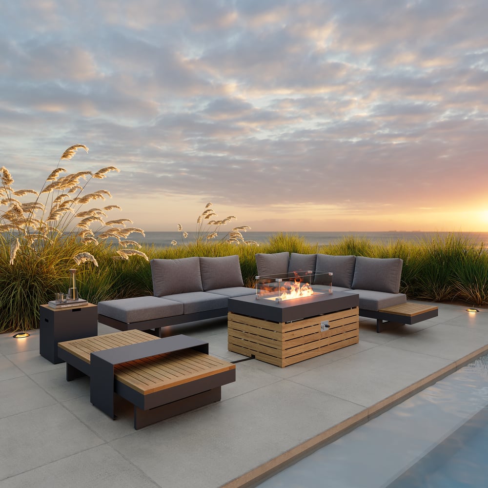 Axis 39" Smokeless Fire Table with Premium Teak Base window image