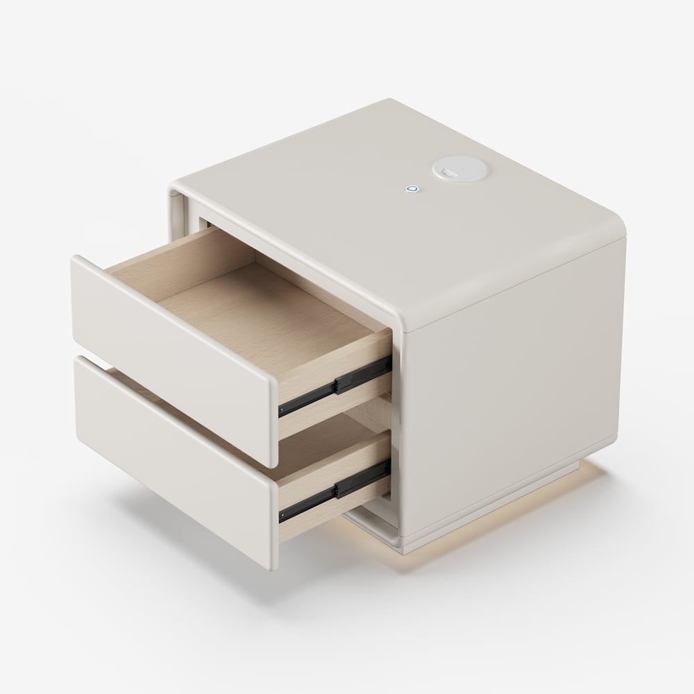 Modern 2-drawer Smart Nightstand with LED window image