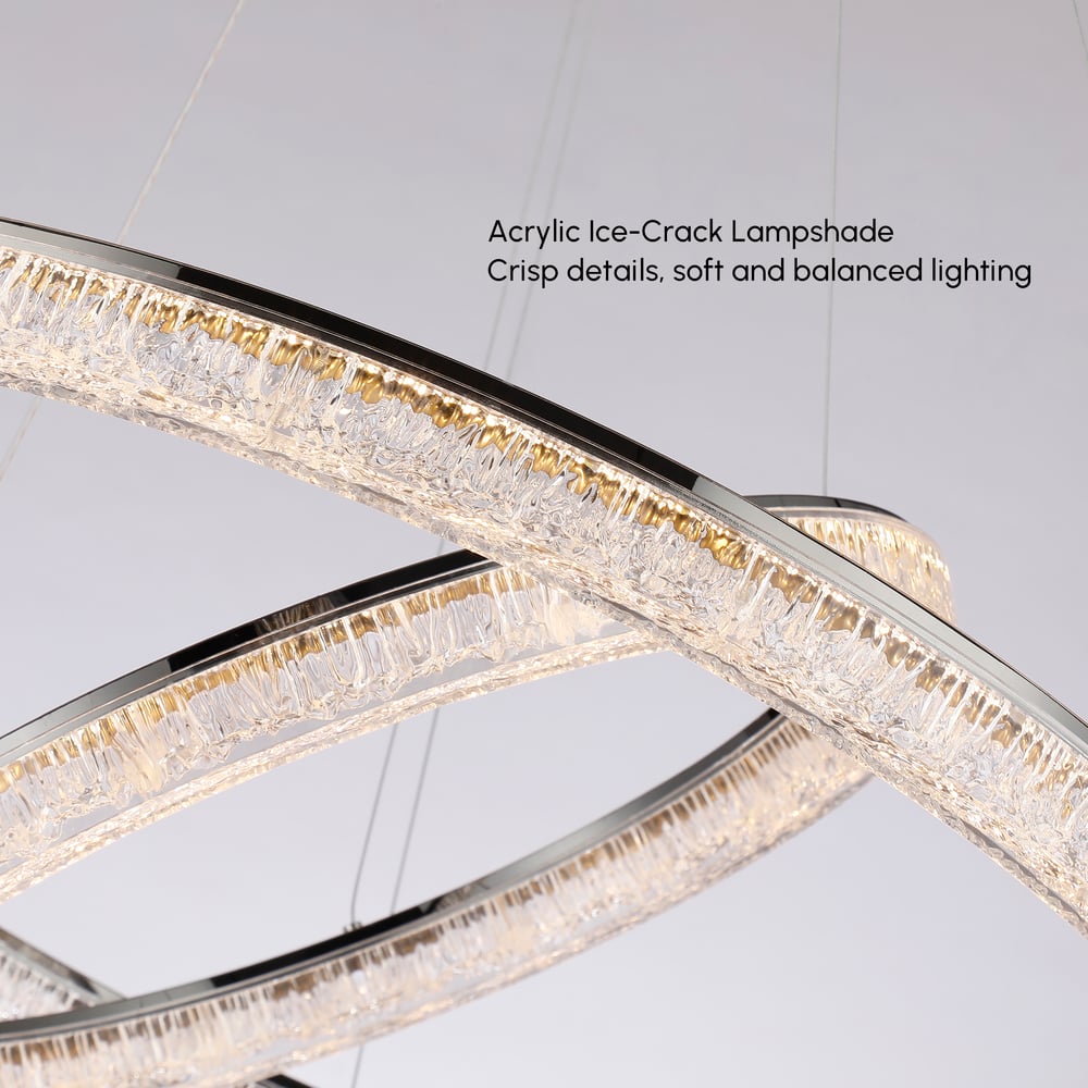 Modern Double Ring LED Chandelier – 31.5", Adjustable Suspension, 3-Color Dimmable window image