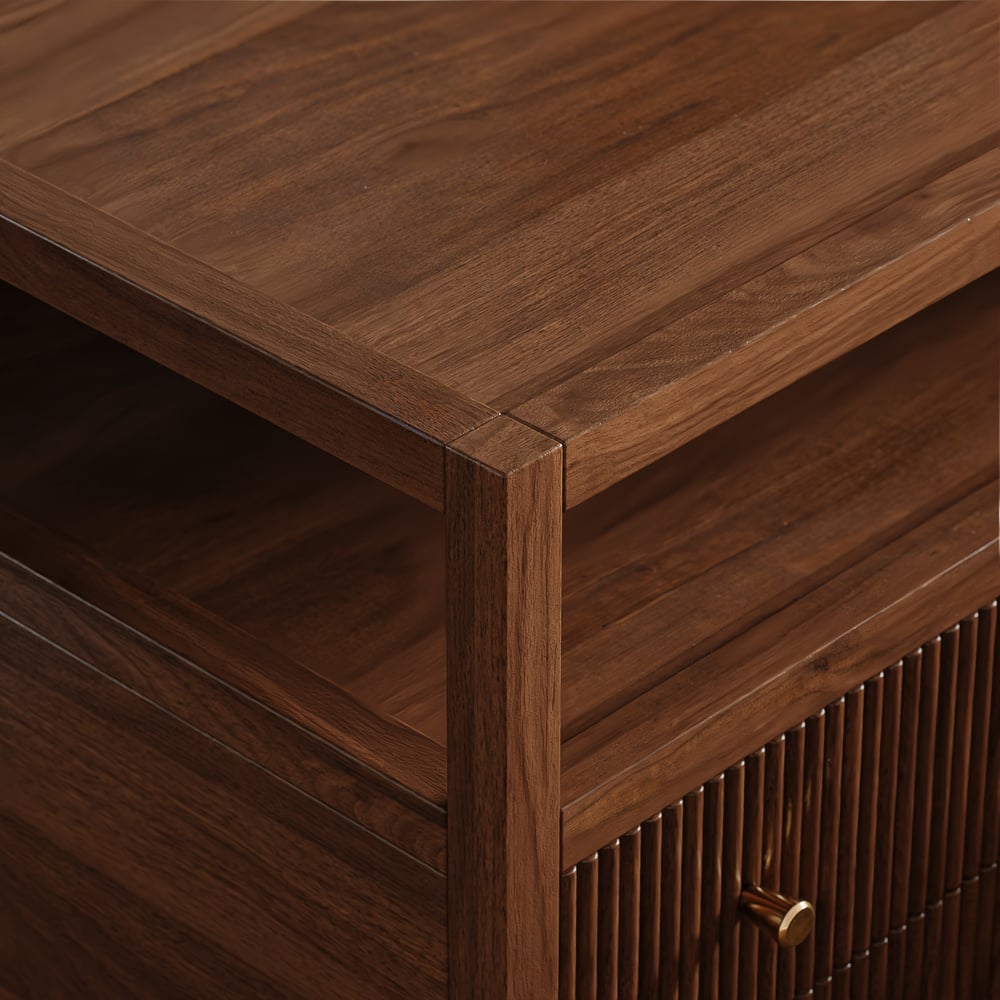 Stria 30" Fluted 2-Drawer Wide Smart Wood Nightstand window image