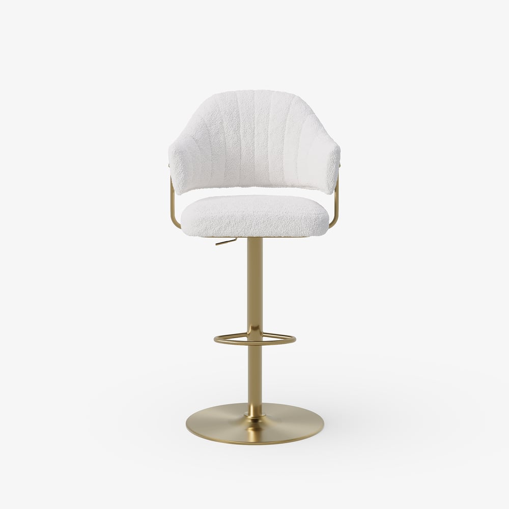 Modern Boucle Adjustable Counter Stool with Swivel Base window image