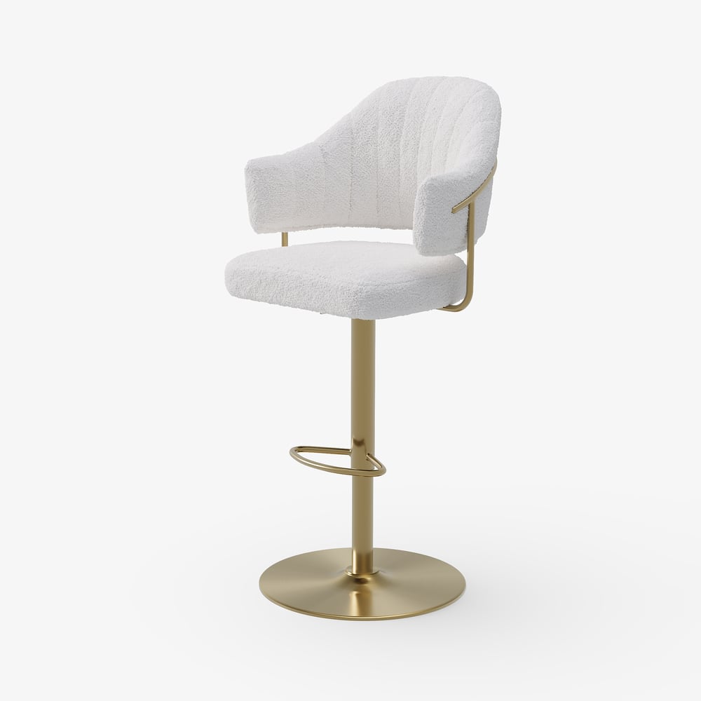Modern Boucle Adjustable Counter Stool with Swivel Base window image