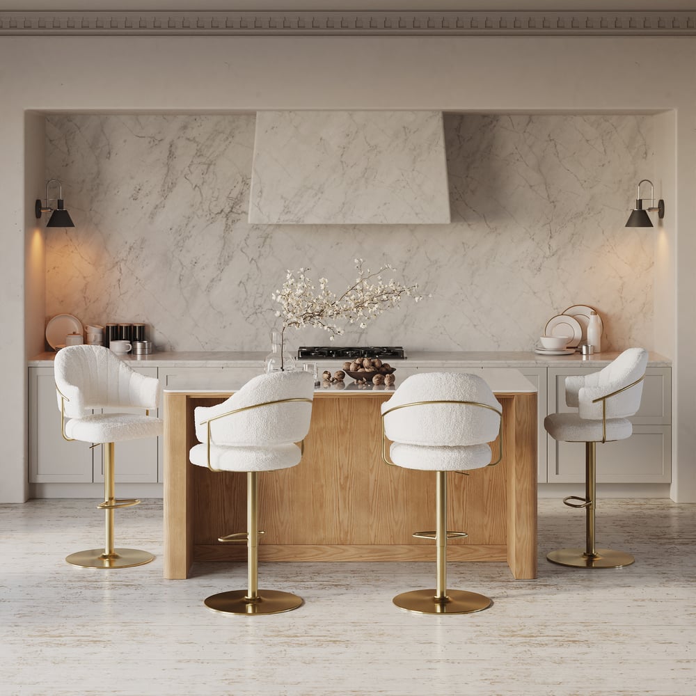 Modern Boucle Adjustable Counter Stool with Swivel Base window image