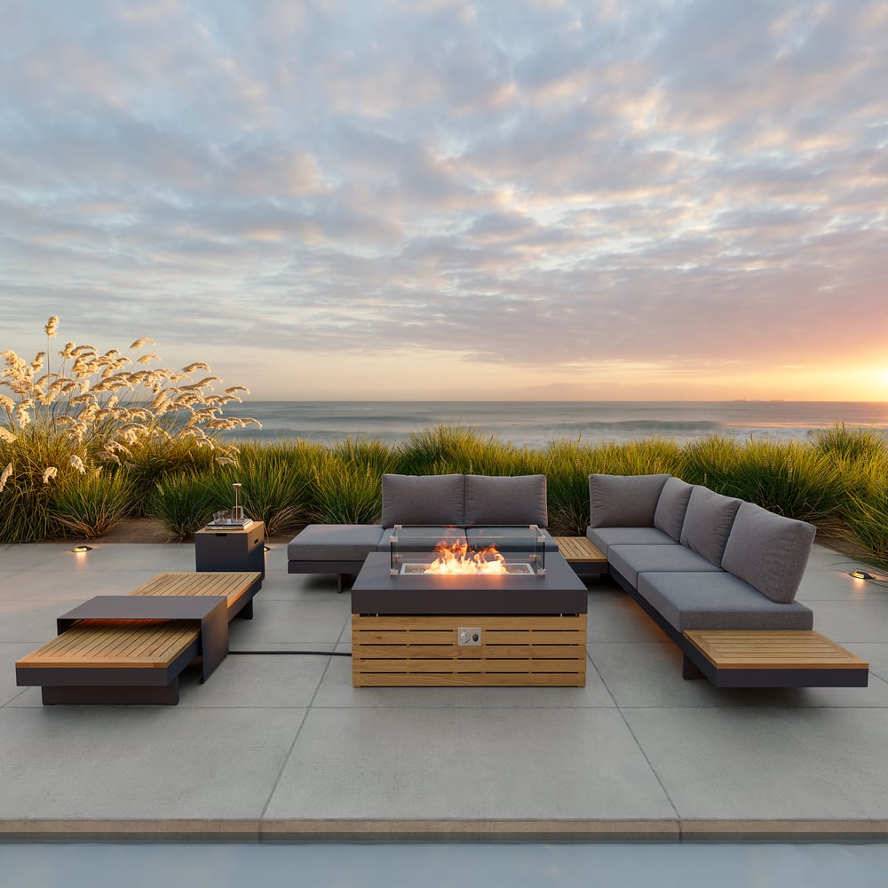 Axis 39" Smokeless Fire Table with Premium Teak Base window image