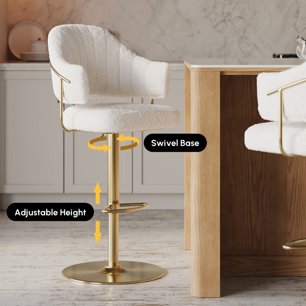 Modern Boucle Adjustable Counter Stool with Swivel Base window image