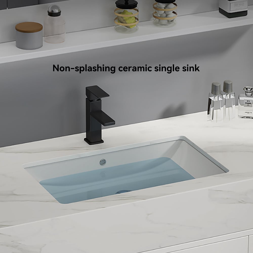 39.4" White Floating Bathroom Vanity Set with LED Medicine Cabinet window image