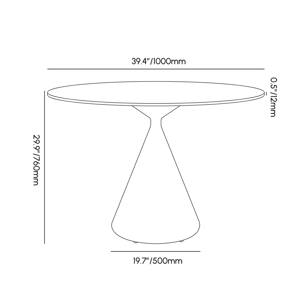 39" Sintered Stone Round Dining Table with Brushed Gold Base Seats 2-4 People weights dimensions image