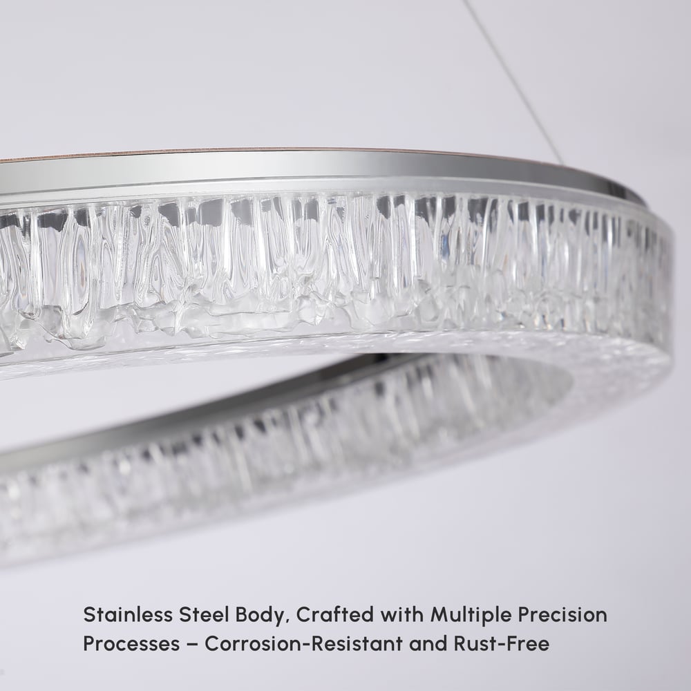 23.6" Modern  LED Ring Chandelier with Dimmable Lighting & Remote Control window image