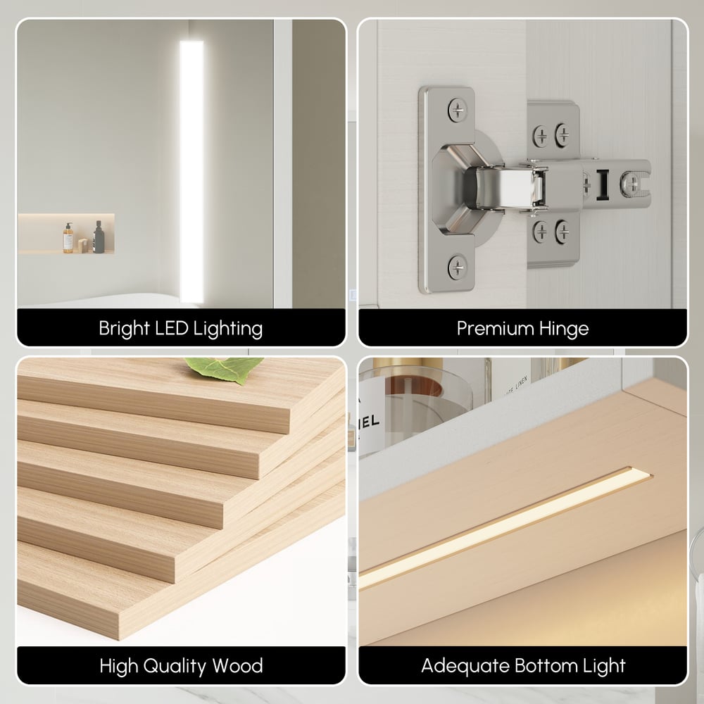 39.4" White Floating Bathroom Vanity Set with LED Medicine Cabinet window image