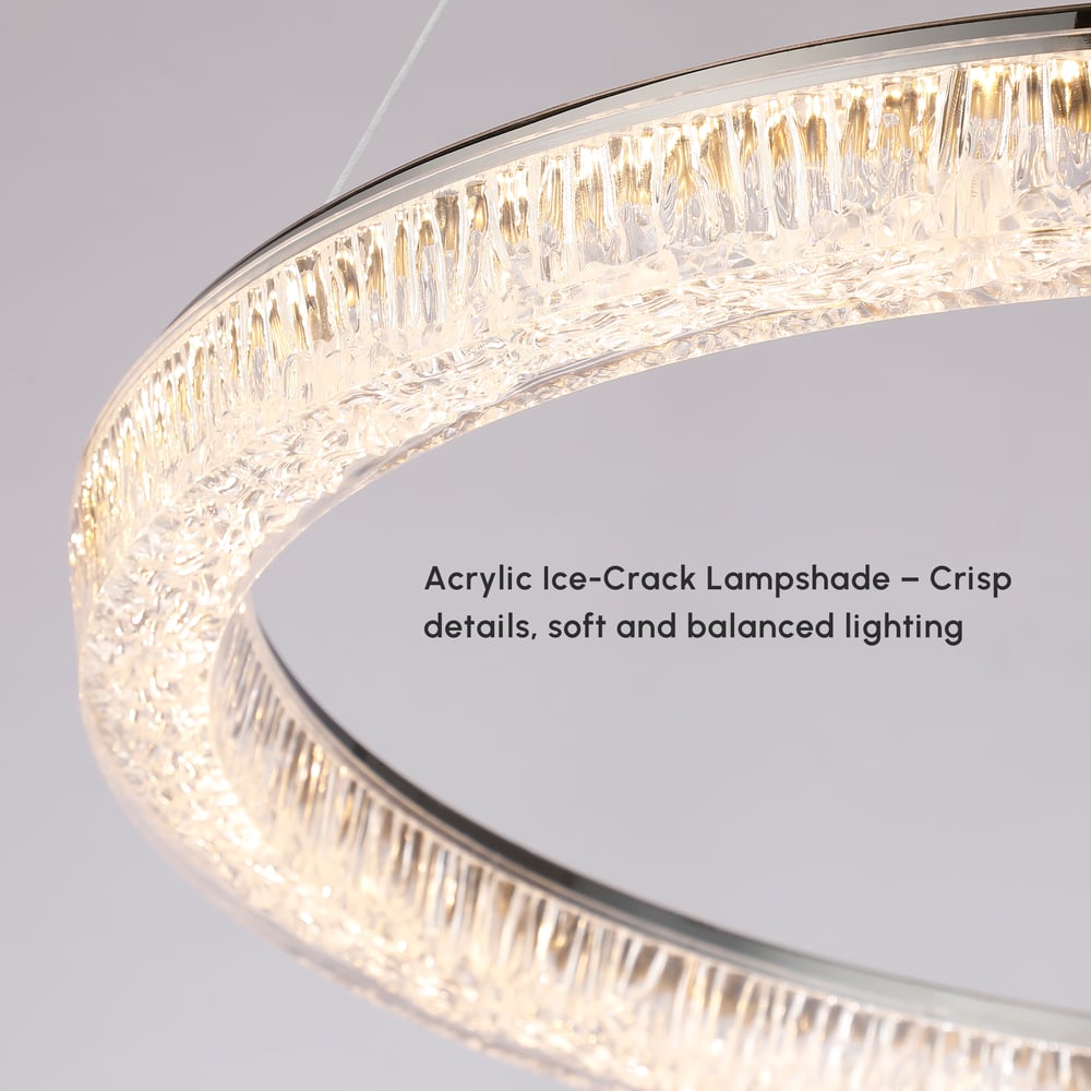 23.6" Modern  LED Ring Chandelier with Dimmable Lighting & Remote Control window image